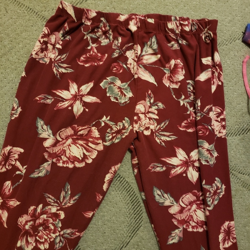 A pair of floral patterned leggings